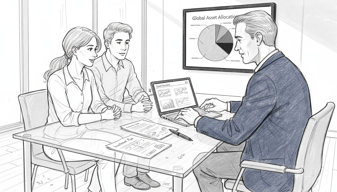 Financial adviser meeting with clients abroad