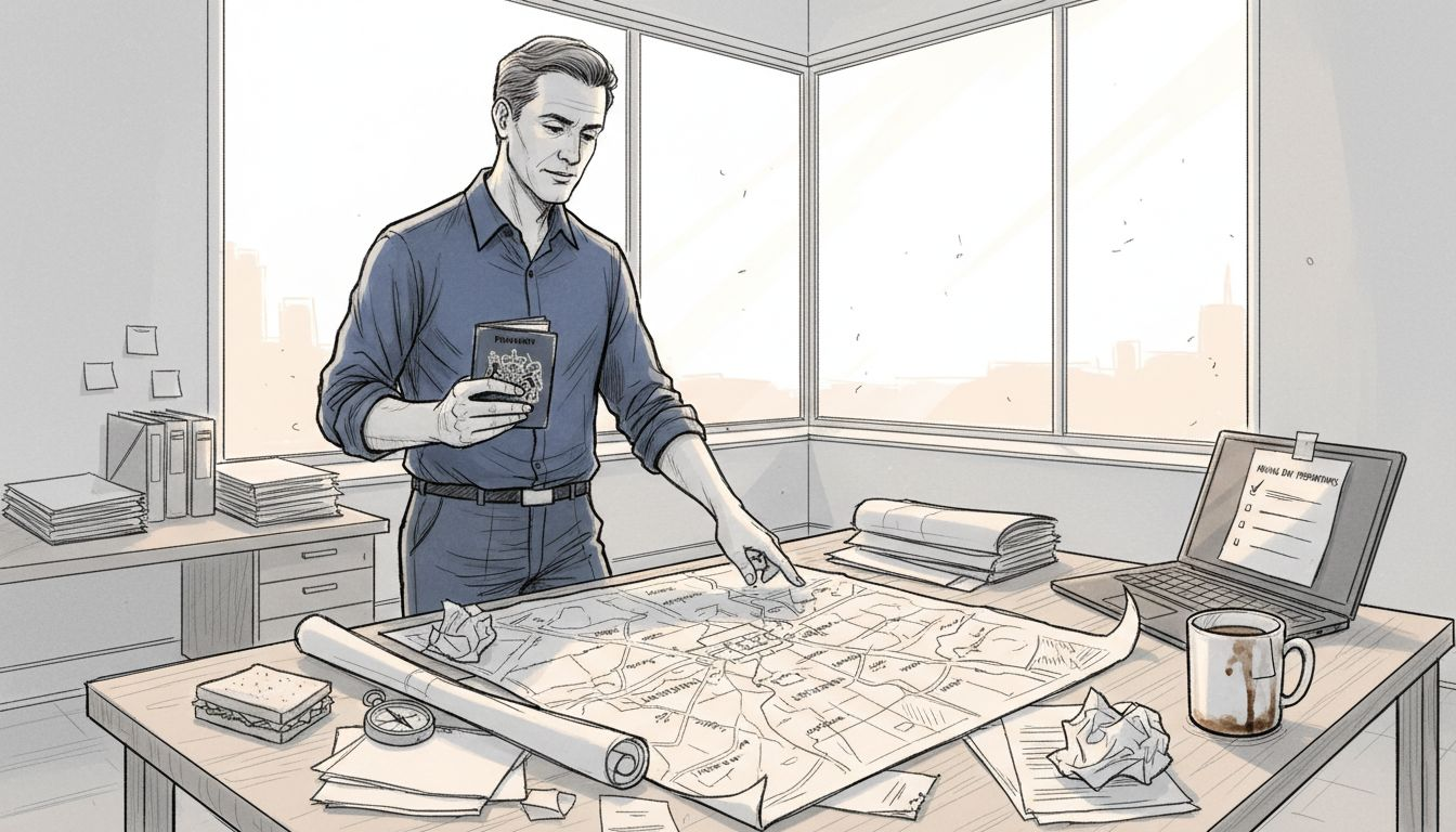 Relocation adviser pointing out expat destinations