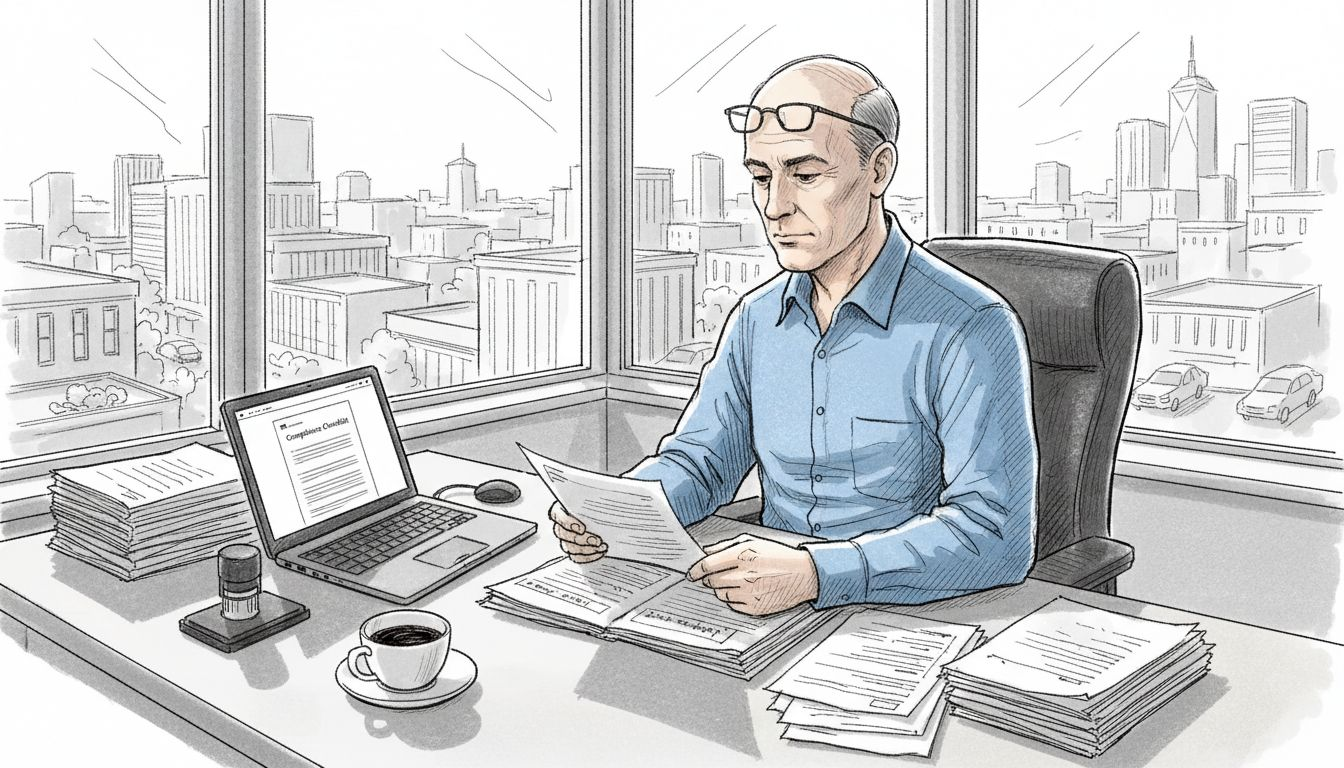 Financial adviser working at compliance desk