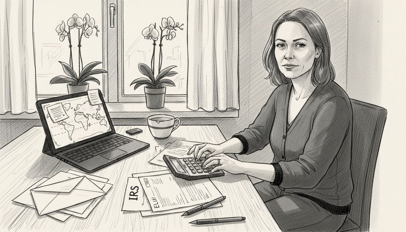 Expat woman reconciling US and EU finances
