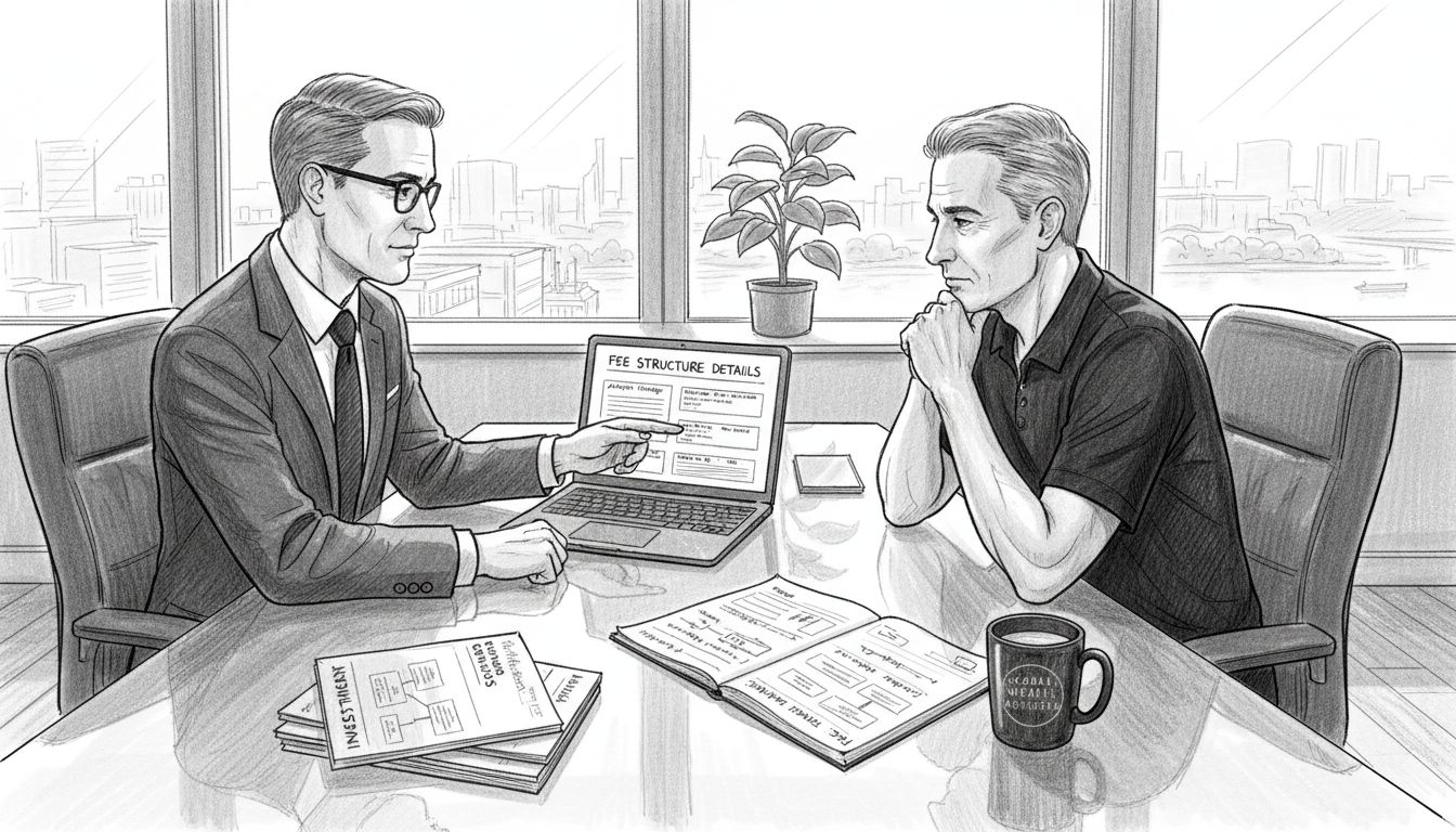 Adviser and expat review financial documents