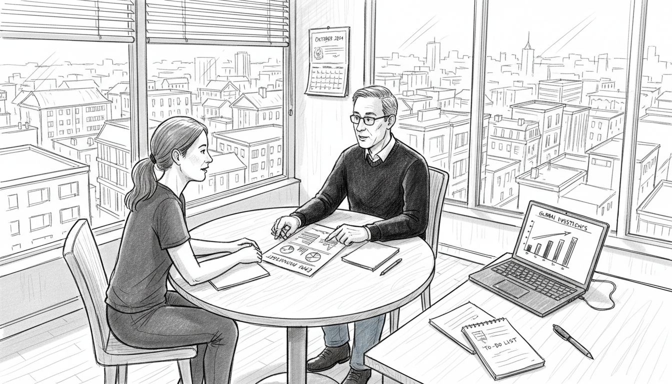 Financial adviser meeting expat clients office