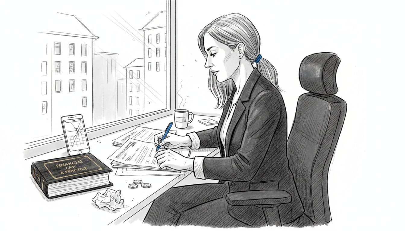 Female adviser reviewing compliance paperwork