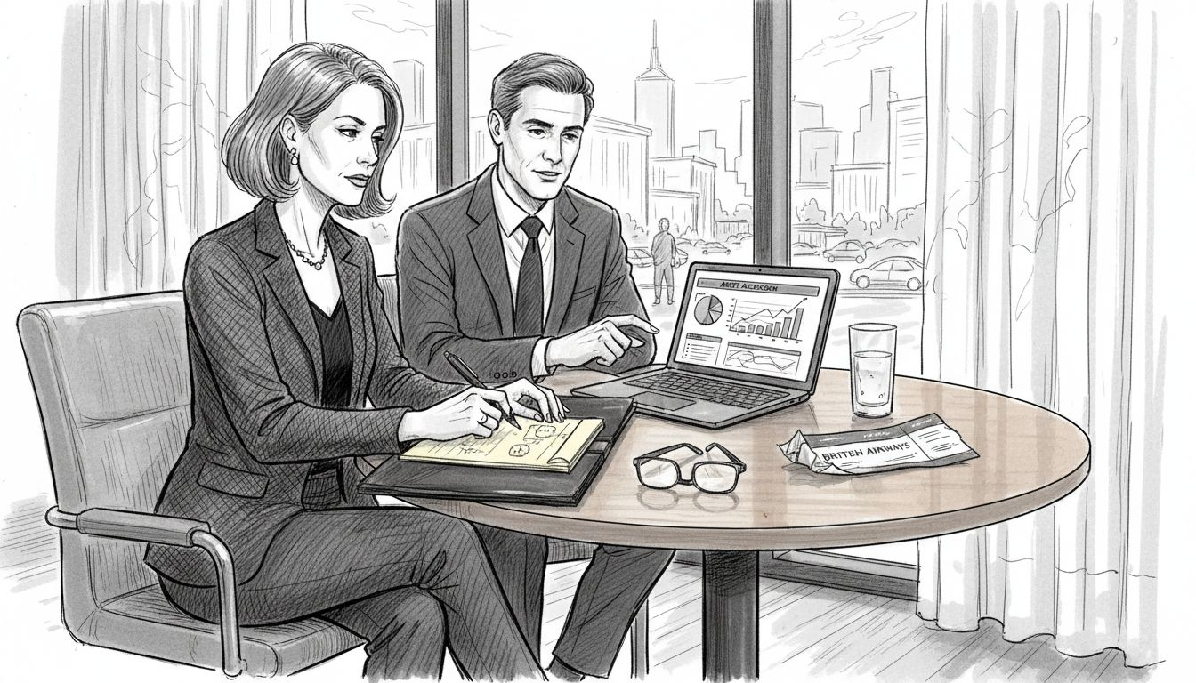 Expat reviewing global portfolio with advisor