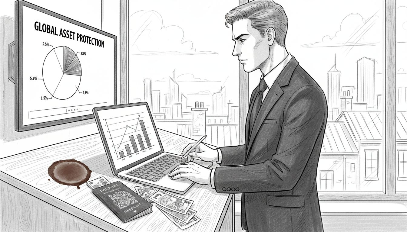 Financial analyst reviews global asset charts