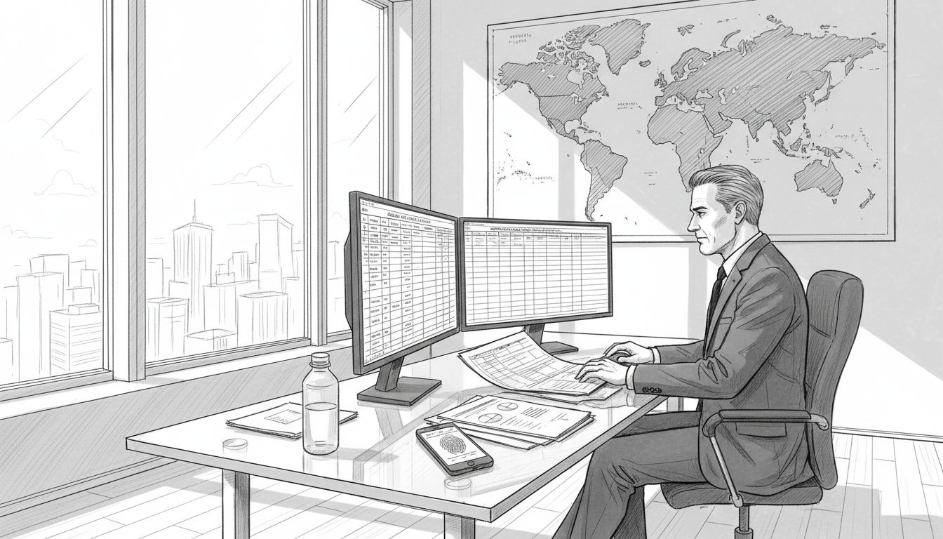 Wealth advisor working in corner office