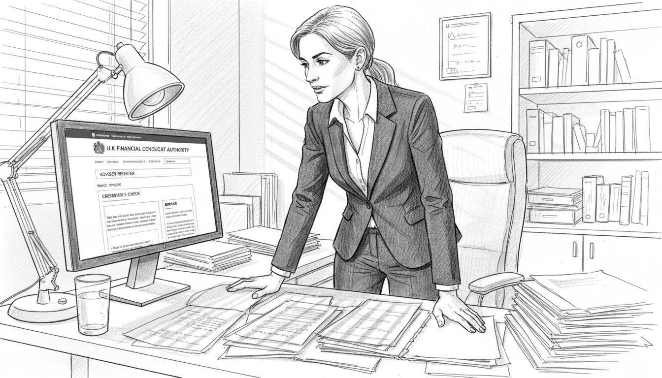 Professional verifying financial adviser credentials