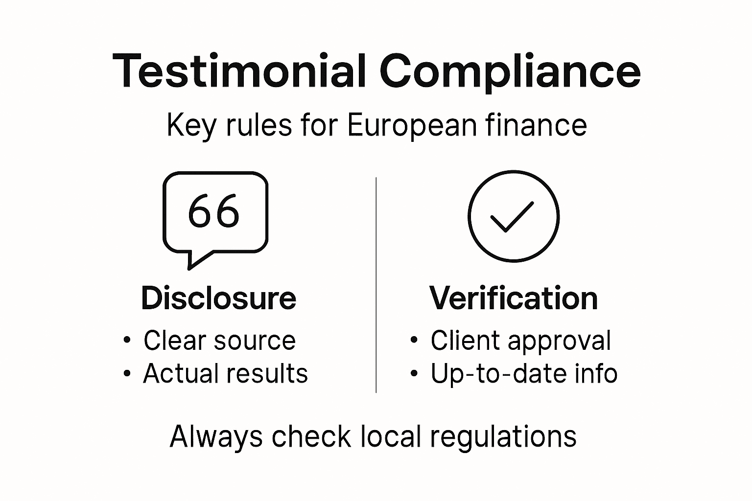Infographic showing European testimonial compliance overview