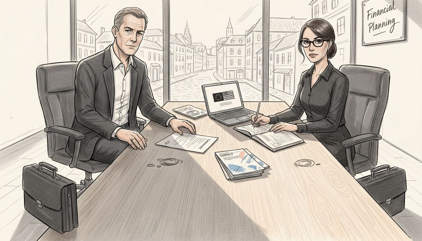 US expat and adviser meeting in European office