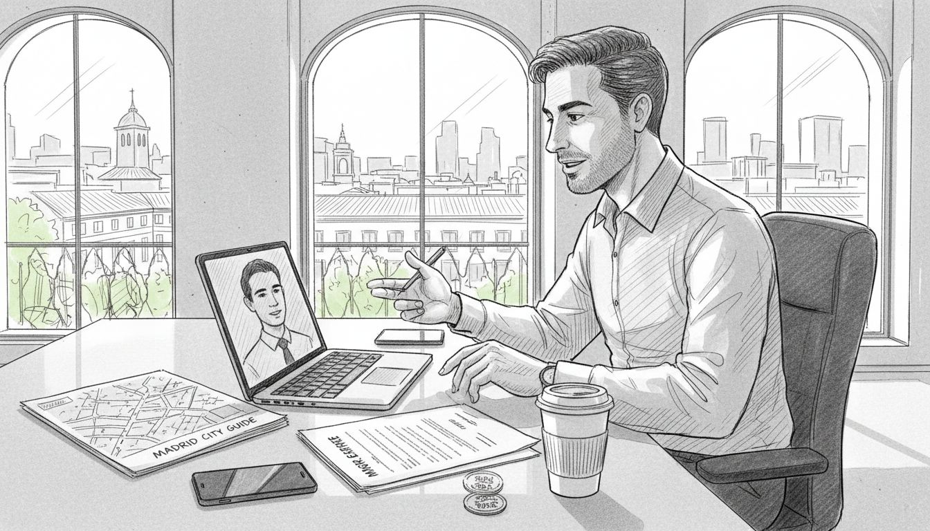 Broker video chatting about foreign mortgages