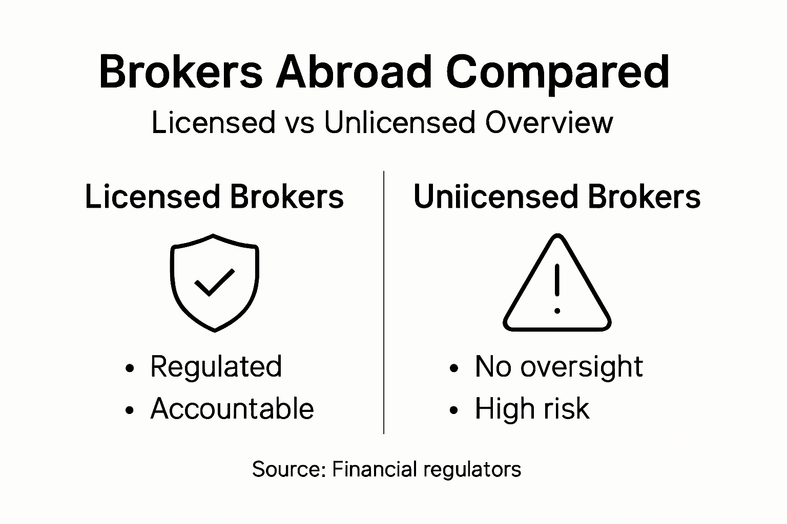 Infographic comparing licensed and unlicensed brokers