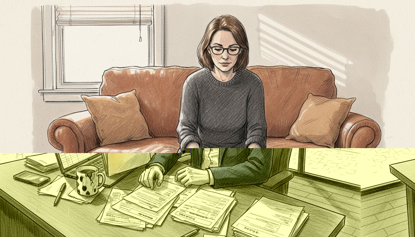 US expat at desk reviewing international tax forms