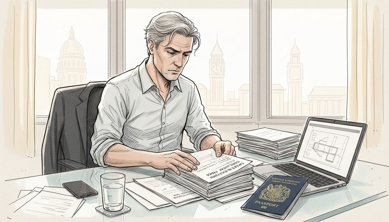 Man reviewing investment migration documents in office