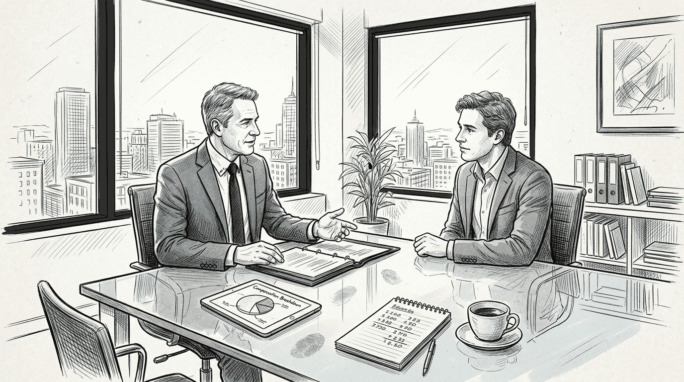 Adviser and client discussing financial conflicts