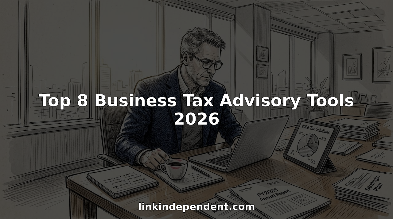 Business consultant reviewing tax advisory tools at office table