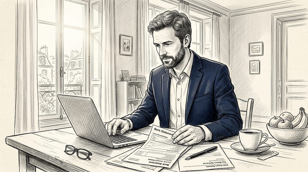 US expat working on business banking at home