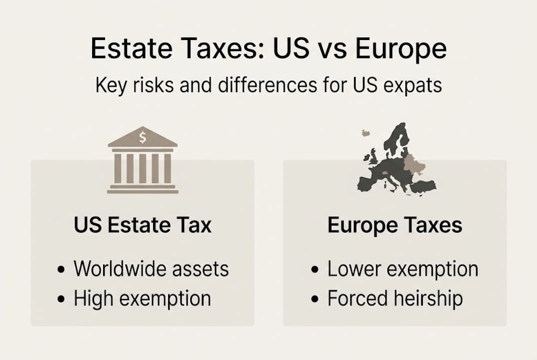 Infographic on US versus Europe estate tax