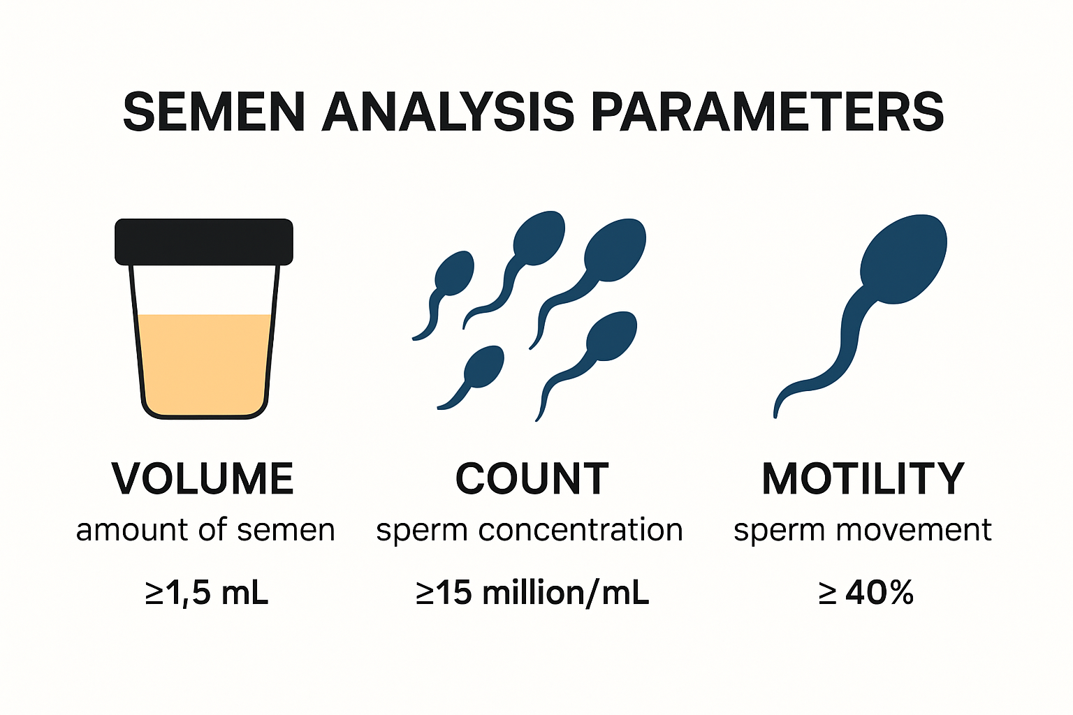 Key semen analysis parameters infographics