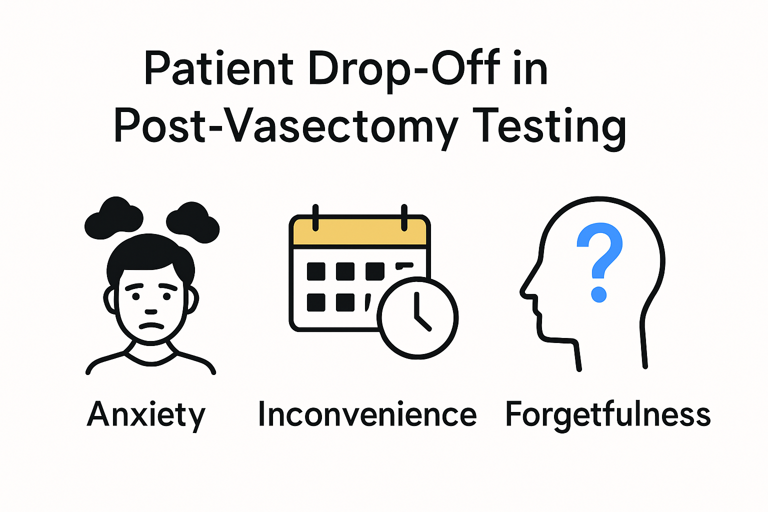 Visual representation of post-vasectomy testing challenges for patients.