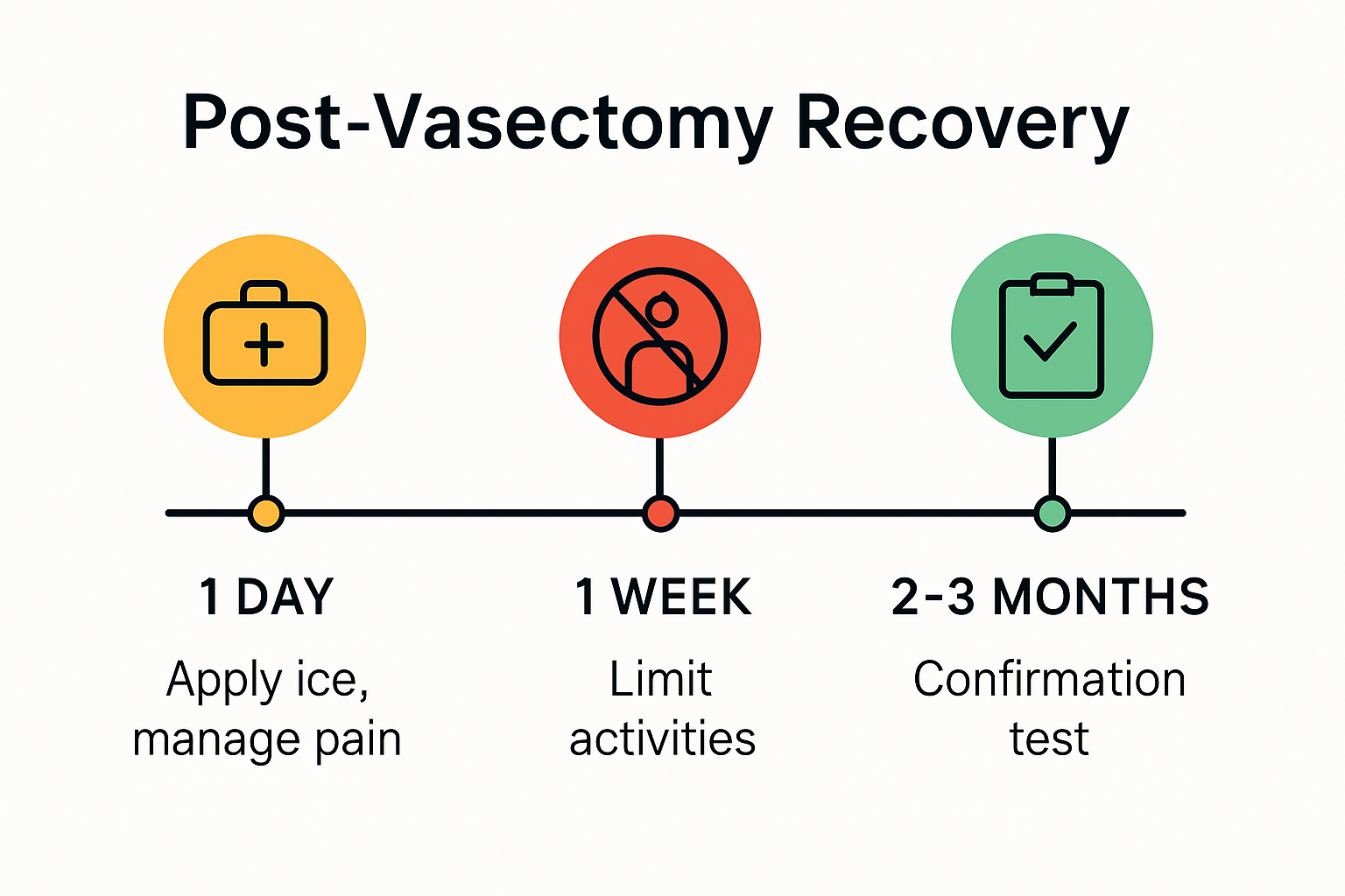 Visual timeline of the post vasectomy recovery process milestones