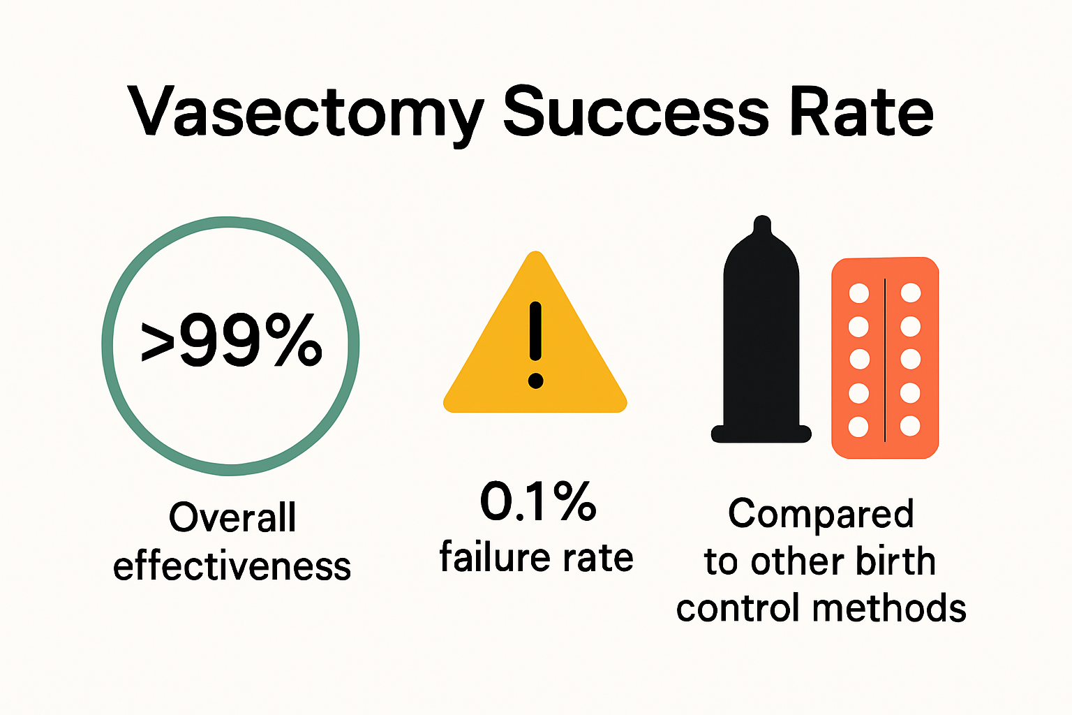 Infographic comparing vasectomy success rates and statistics