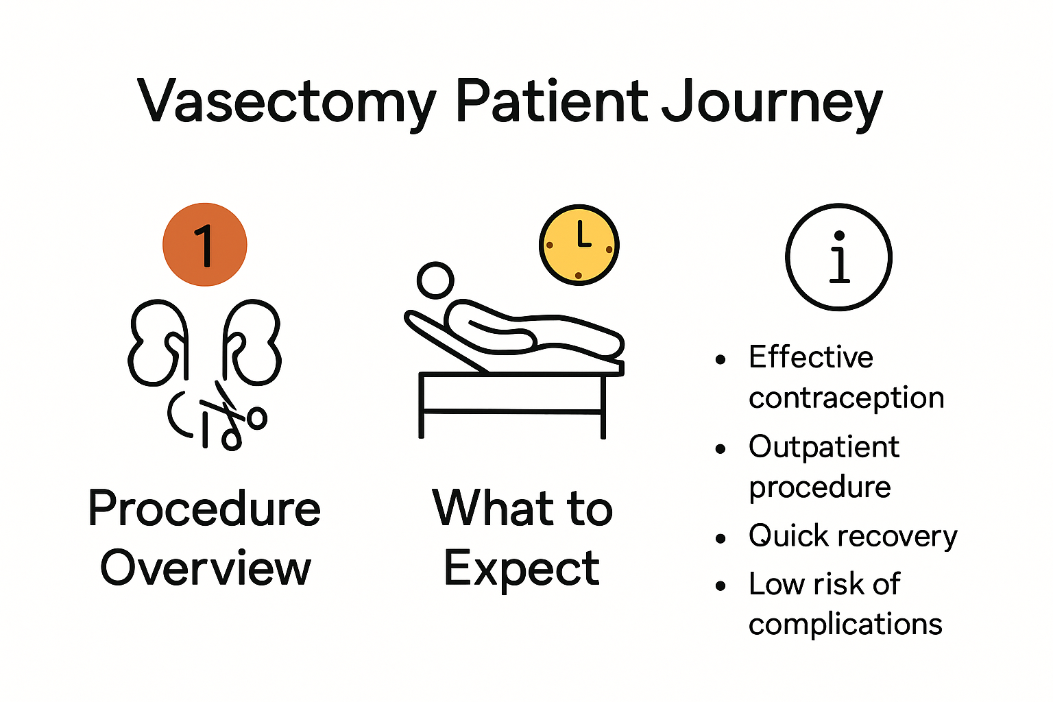 Vasectomy procedure patient education overview infographic