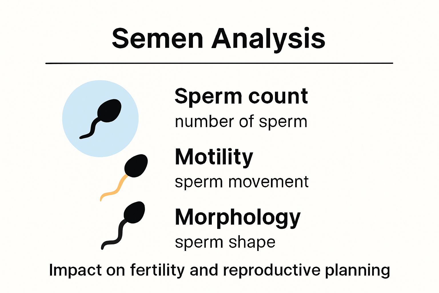 Infographic showing semen analysis metrics for fertility planning