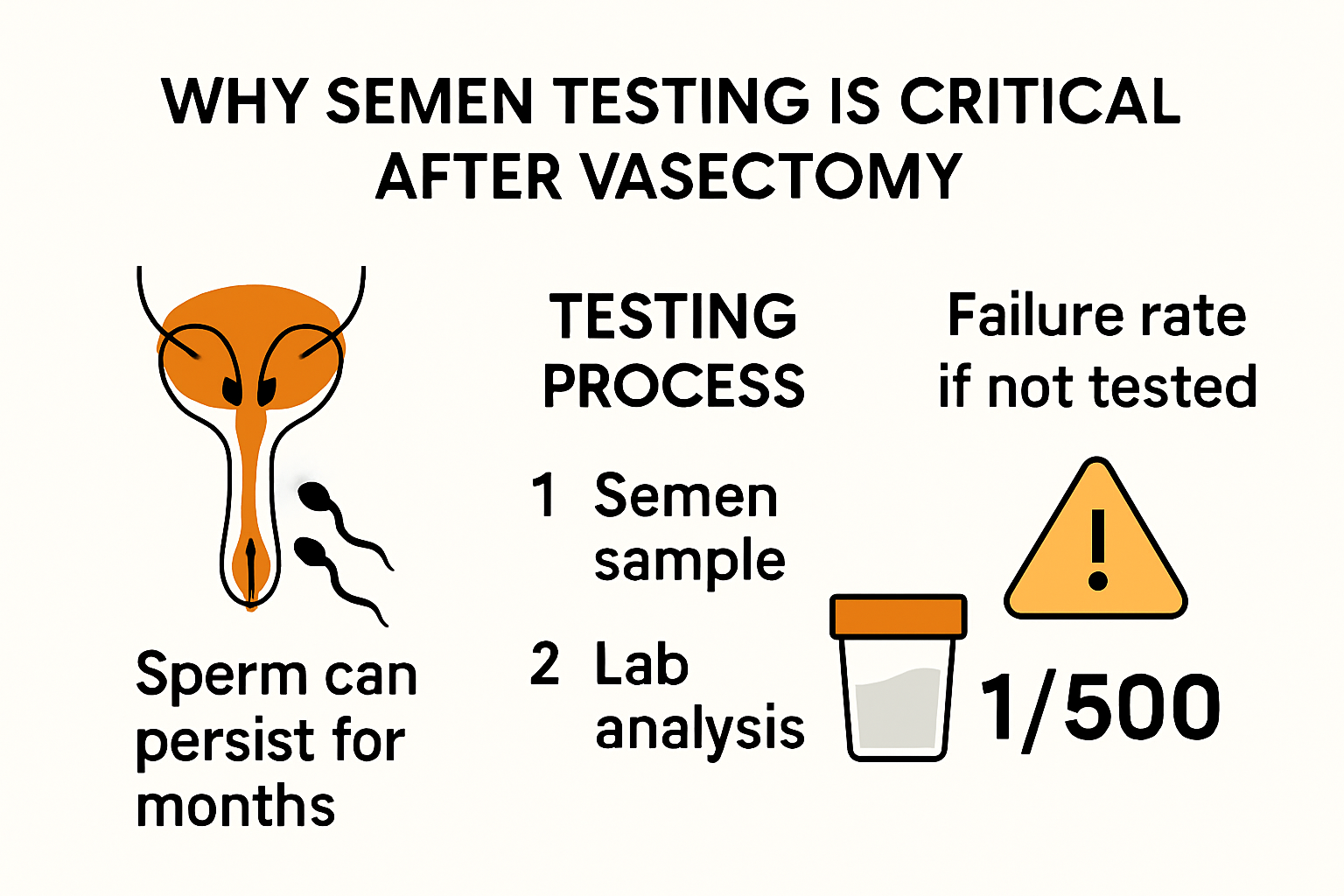 Infographic showing importance of semen testing after vasectomy