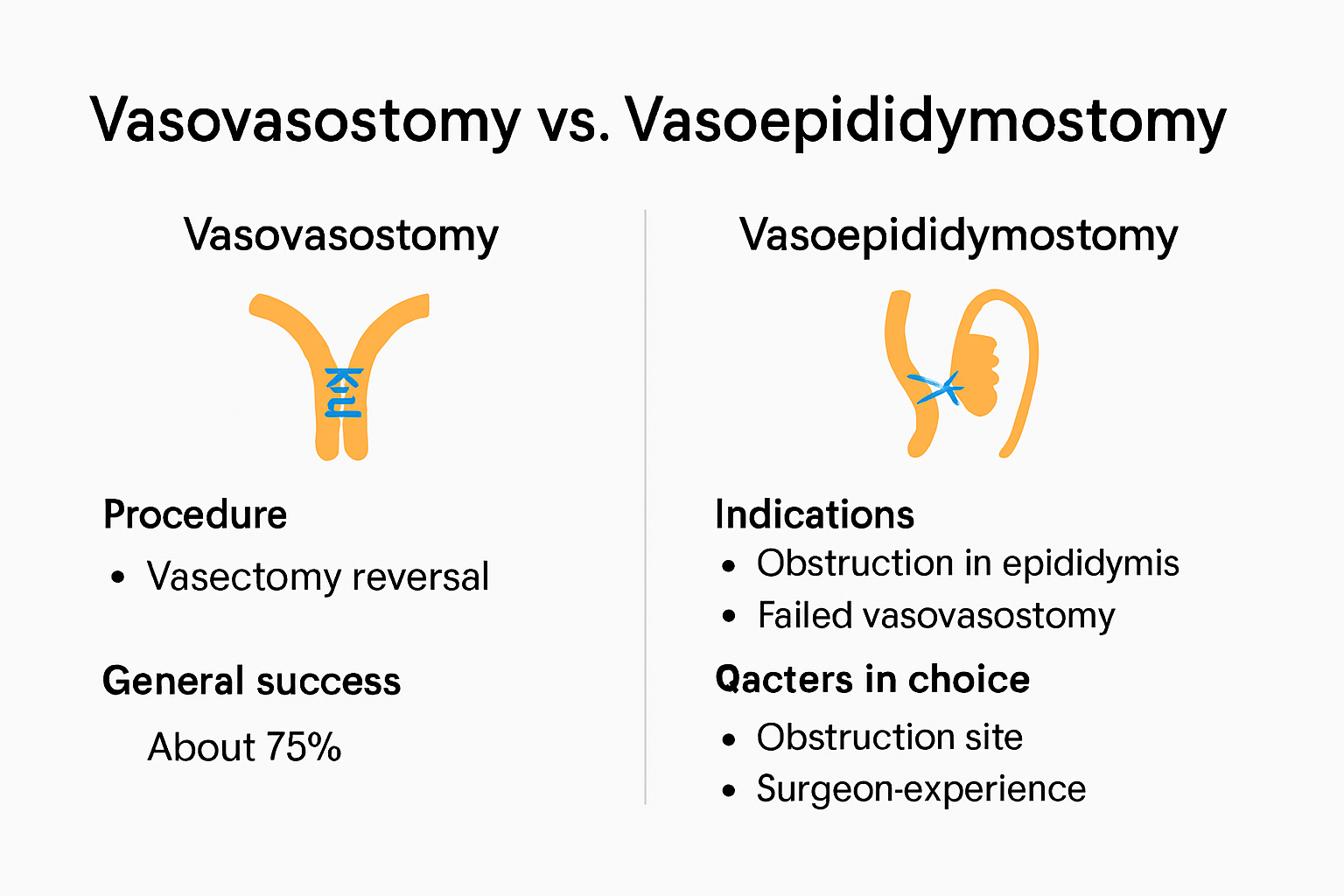 Vasectomy reversal options: surgical techniques comparison infographic