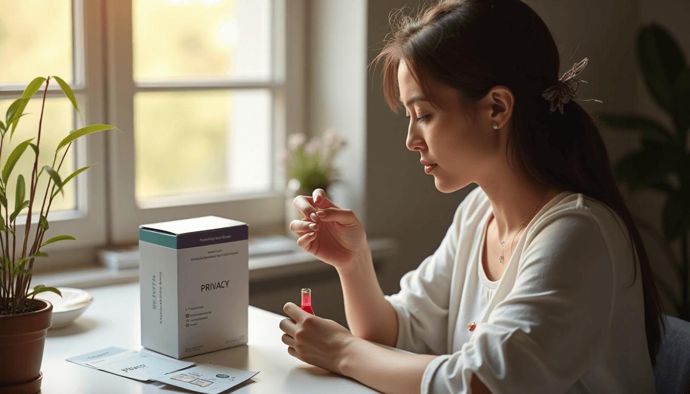 Woman uses an at-home fertility test in privacy