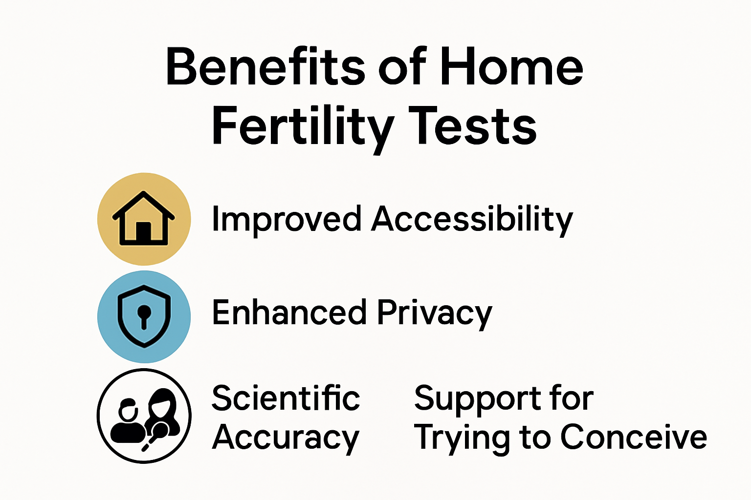 Infographic highlighting the main benefits of home fertility tests