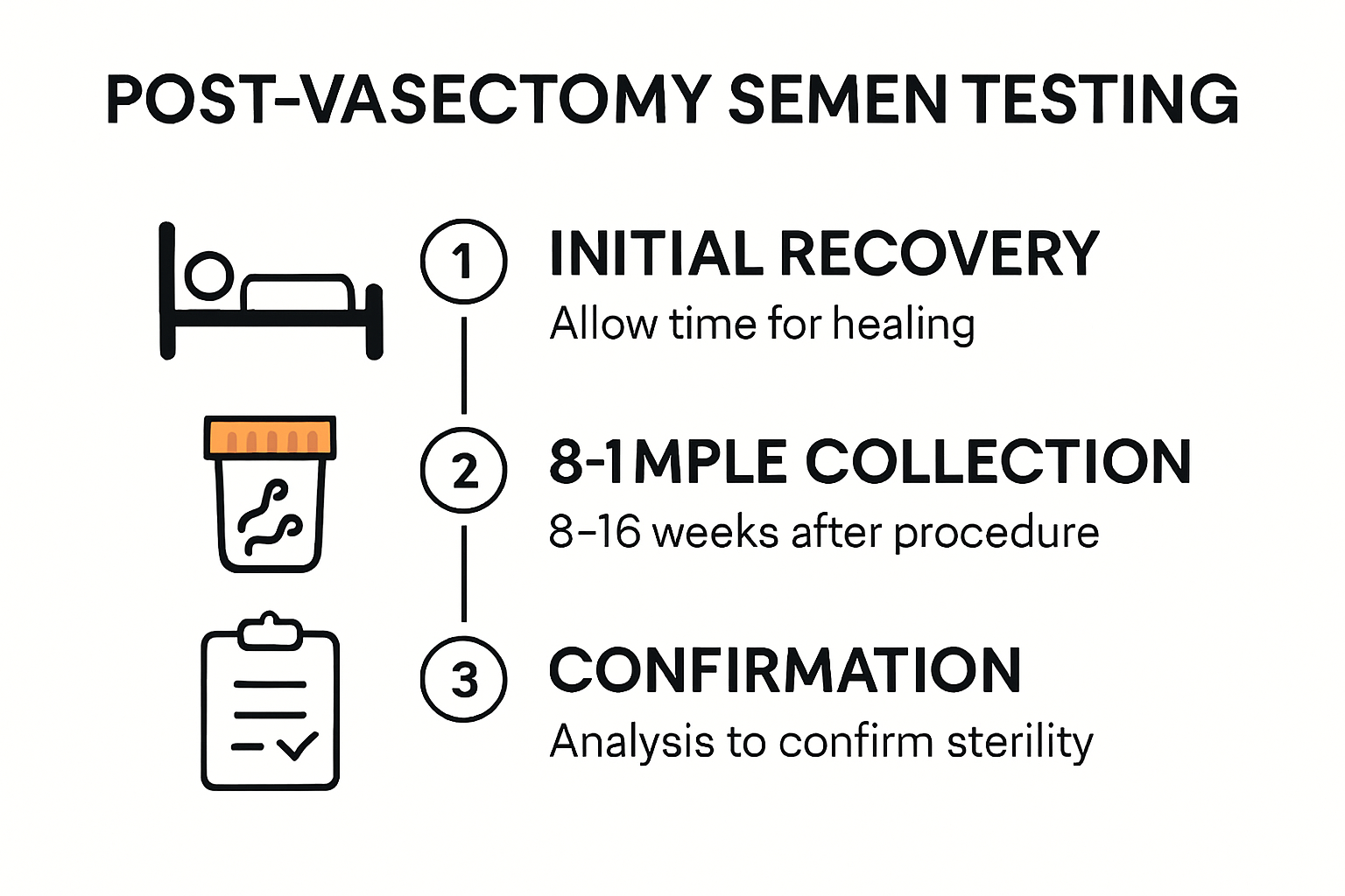 Timeline and process of post-vasectomy semen testing infographic