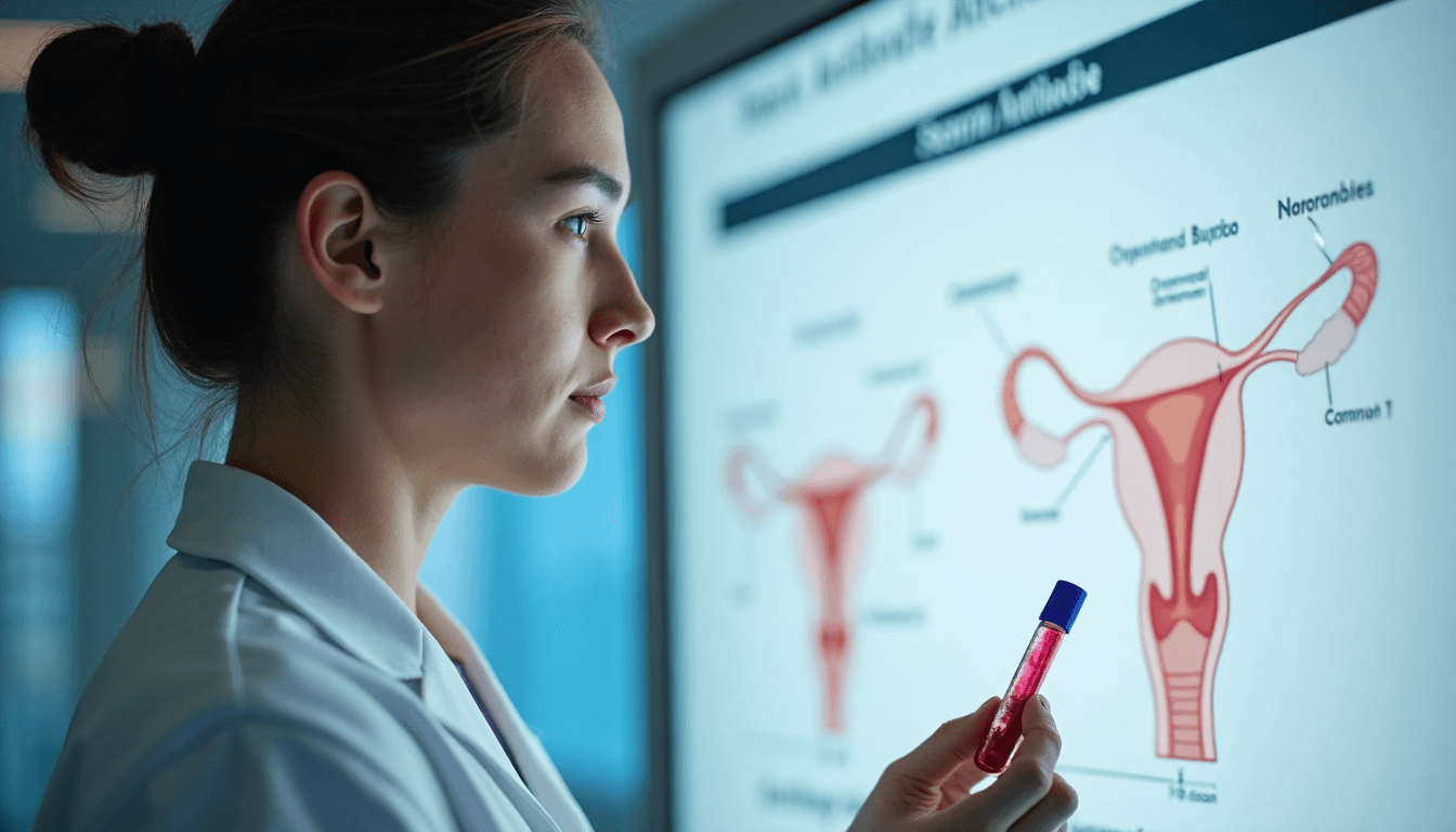 Medical scientist analyzes fertility sample highlighting antisperm antibodies
