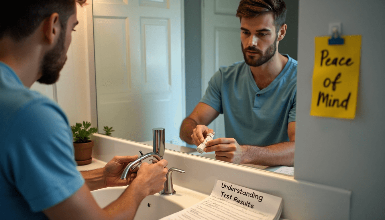 Man prepares at-home semen sample for fertility test