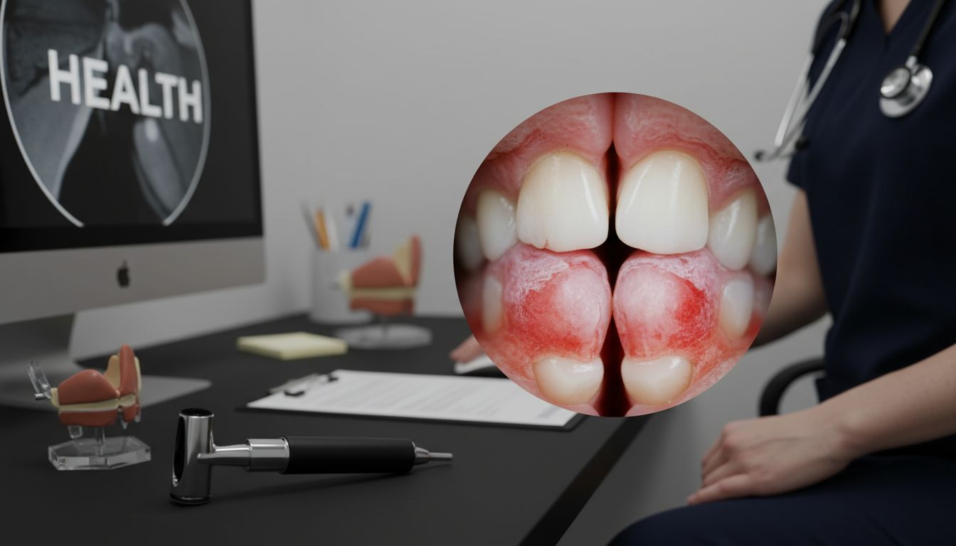 Damaged vocal cords shown in clinic setting