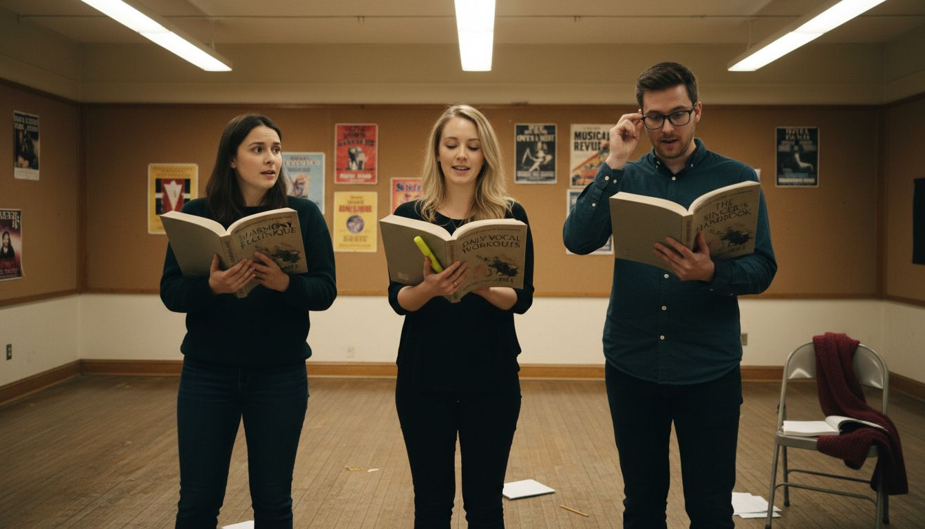 Singers rehearsing in practice room