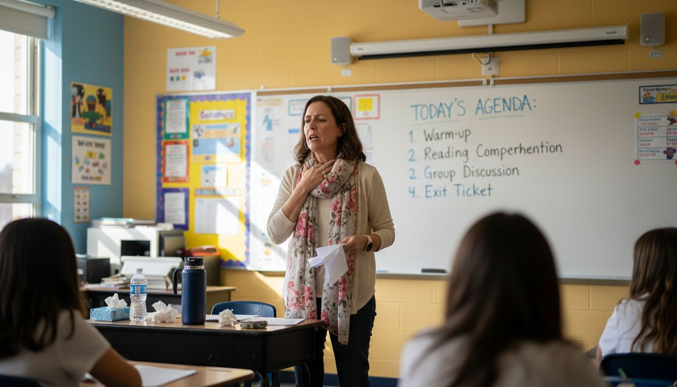 Teacher showing lifestyle factors affecting voice