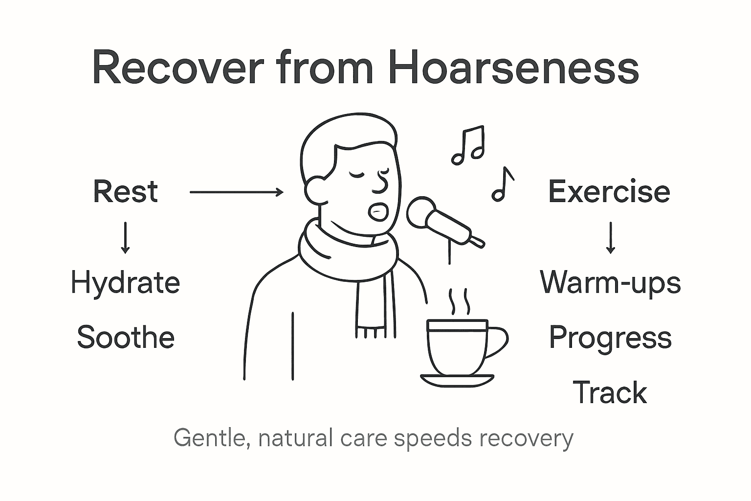 Infographic with vocal recovery steps and exercises
