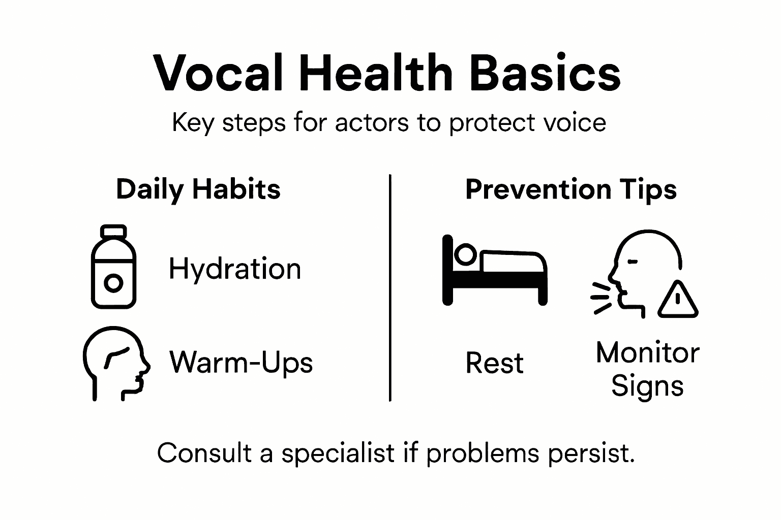 Infographic on vocal health strategies for actors