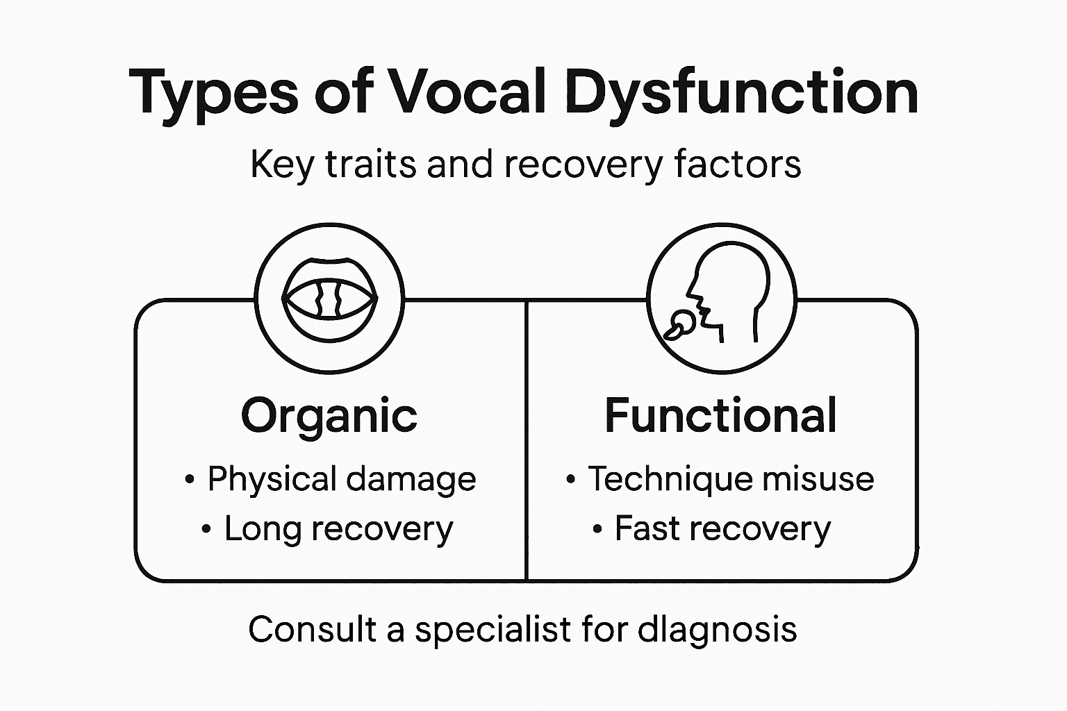 Infographic on types of vocal dysfunction