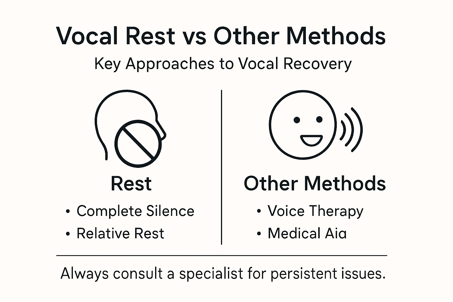 Infographic showing vocal rest and other recovery methods