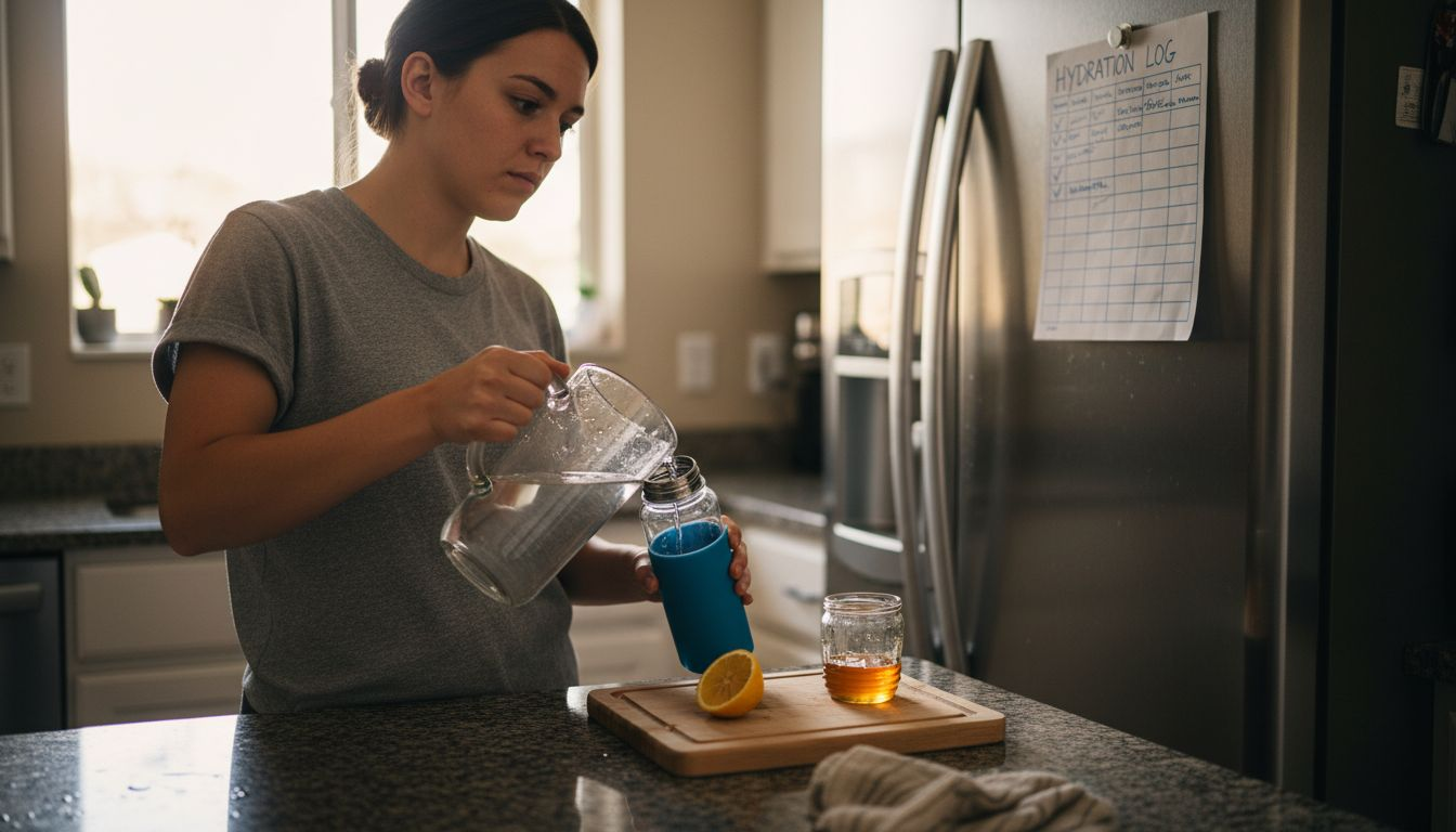 Singer tracking water intake in kitchen