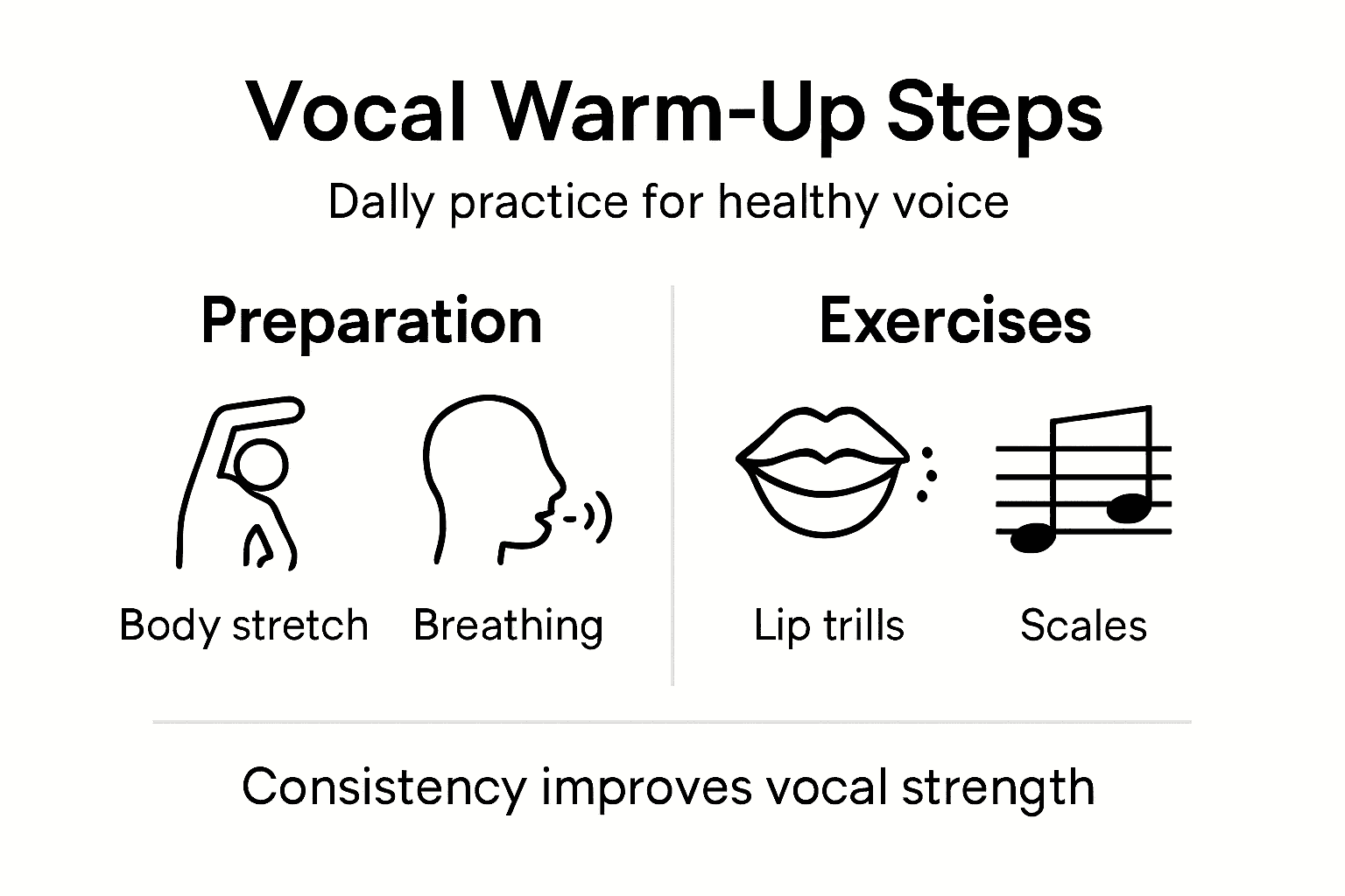 Infographic with vocal warm-up routine overview