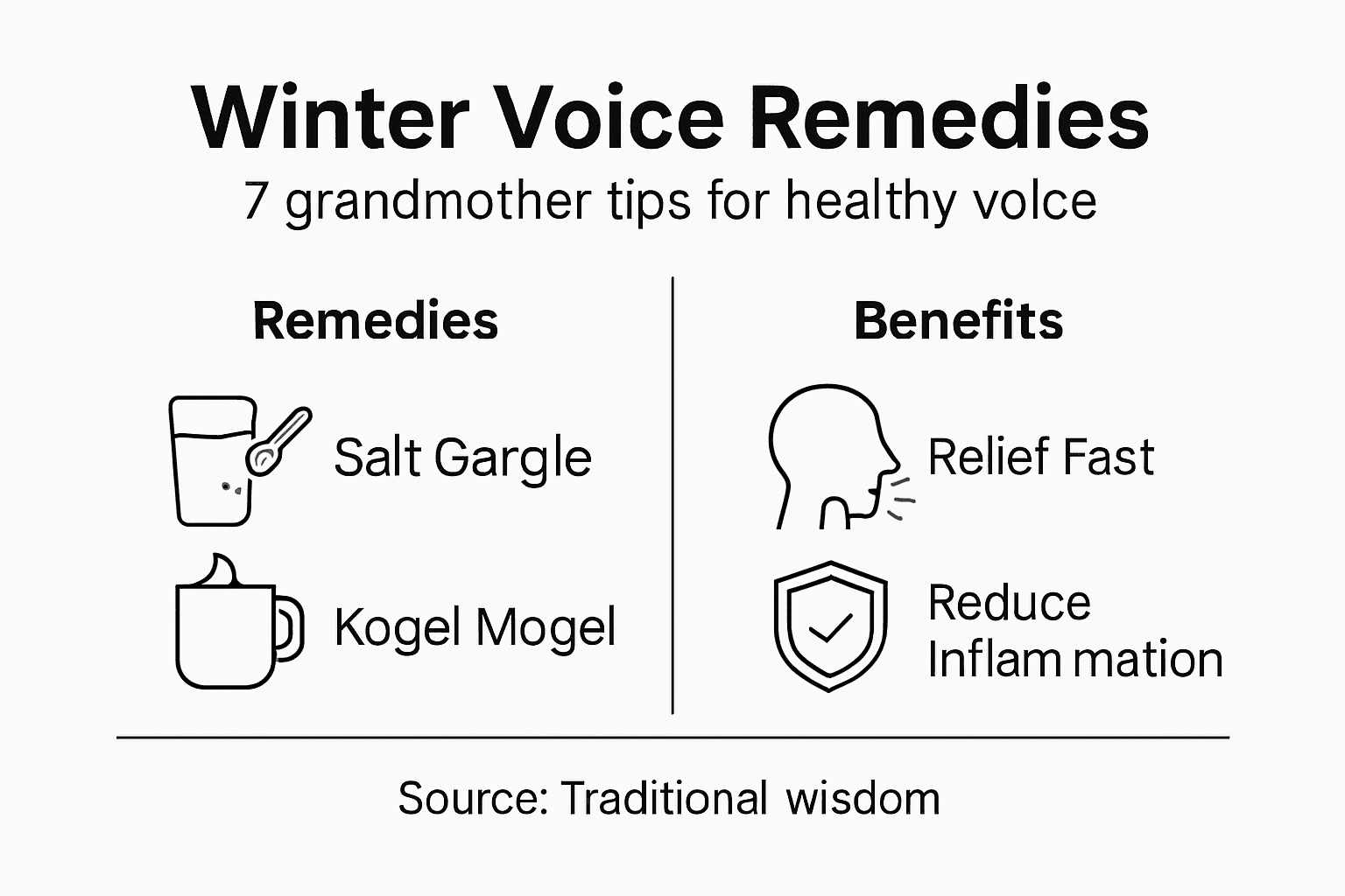 Infographic summarizing key voice-saving remedies