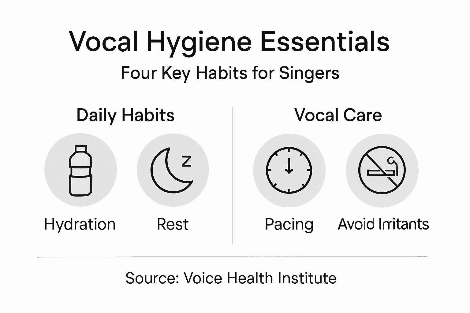Infographic summarizing vocal hygiene habits