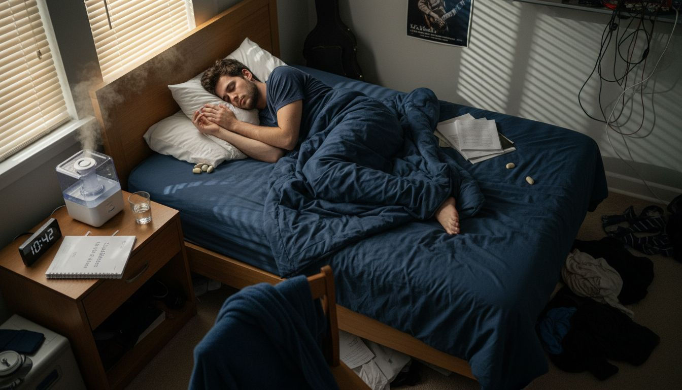 Singer sleeping for vocal recovery at night