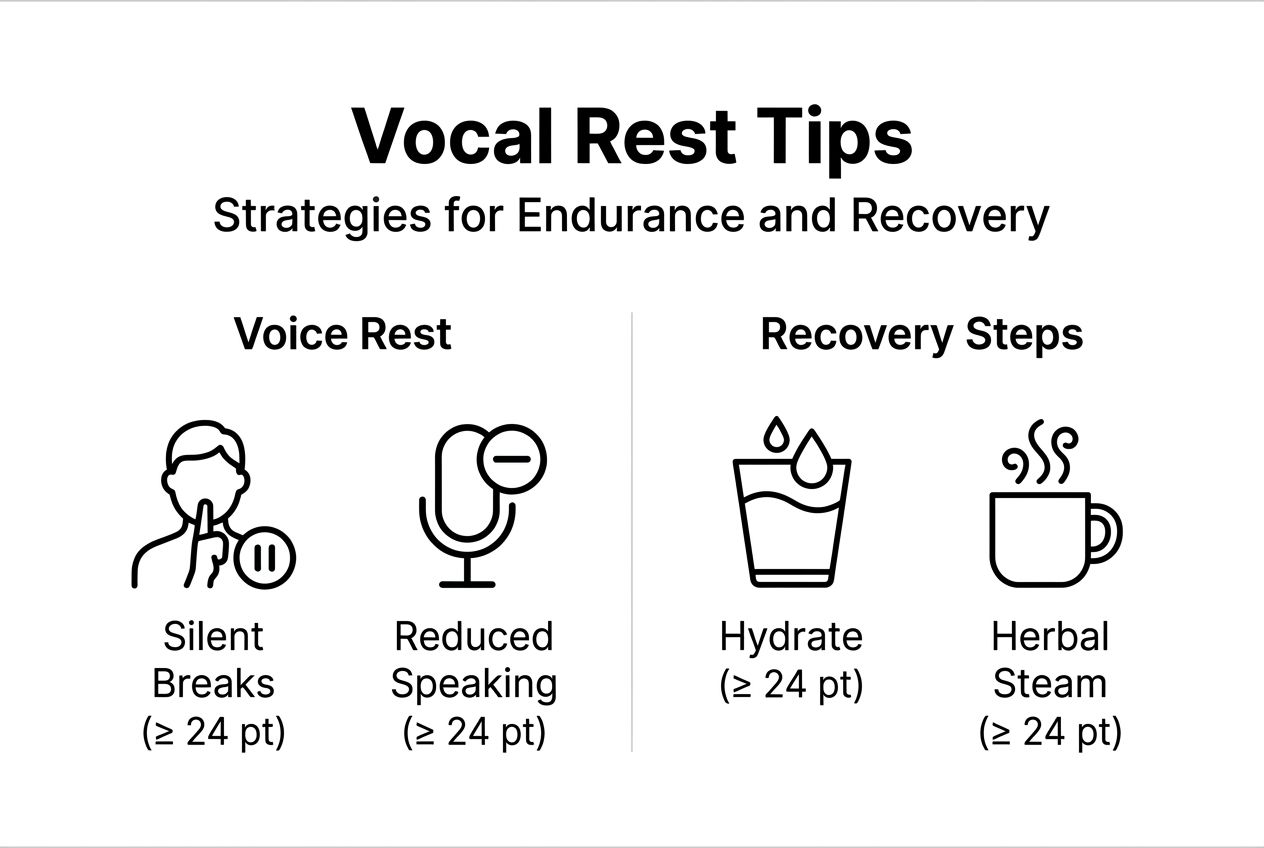 Infographic showing vocal rest and recovery tips