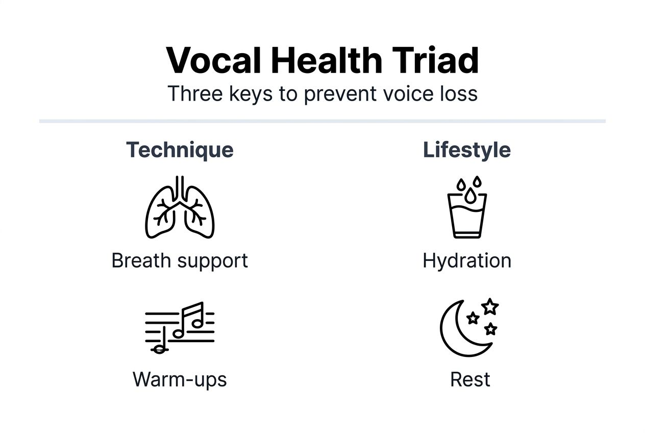 Infographic three pillars vocal health prevention
