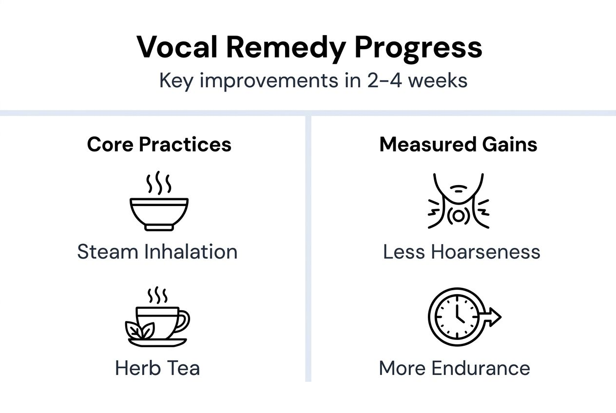 Infographic with vocal remedies improvements timeline