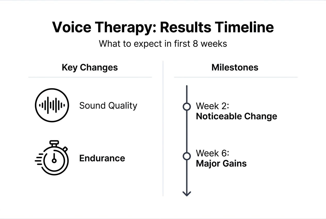 Infographic showing therapy progress timelines and outcomes